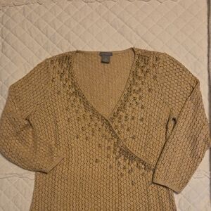 Ann Taylor V-Neck Sweater - Gold